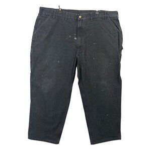 Carhartt Men Black Carpenter Work Pants 48X30 Relaxed Fit Heavy Duty Distressed